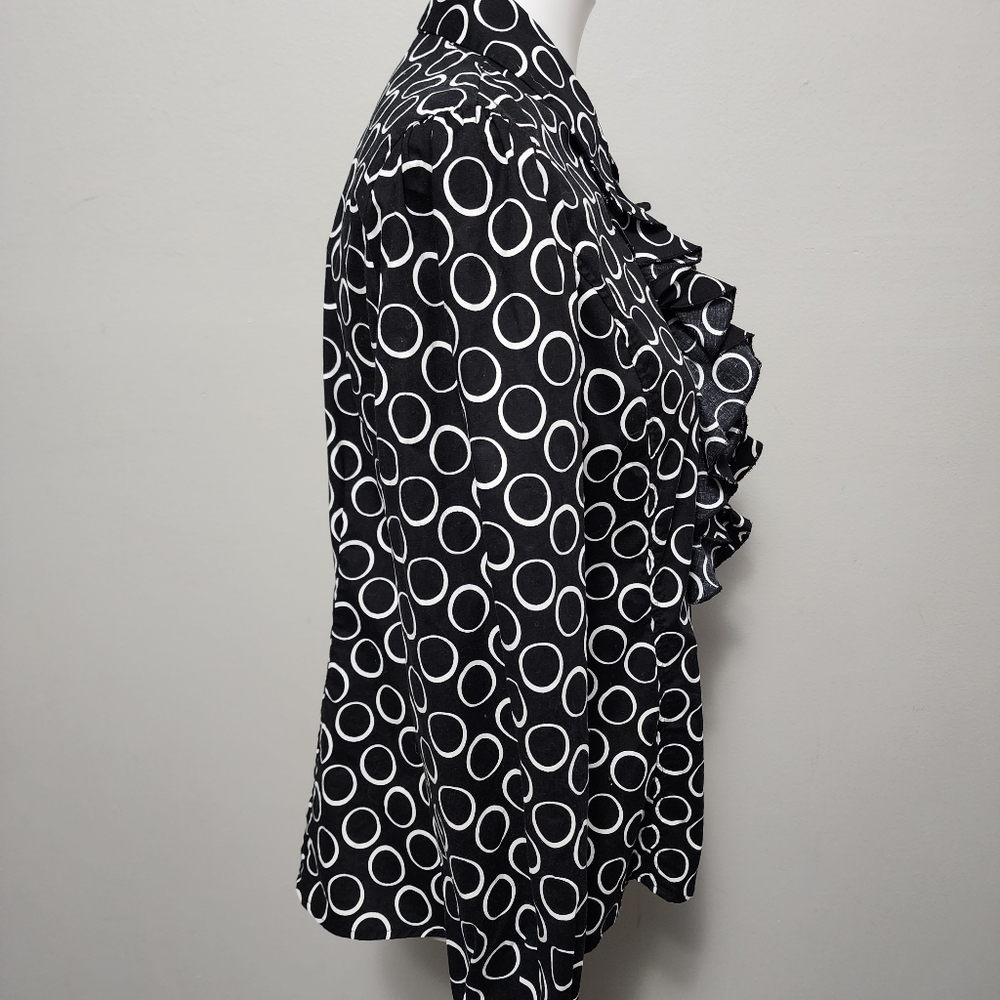 Anthropologie Hester & Orchard Black white ruffle button down size large - Picture 3 of 8